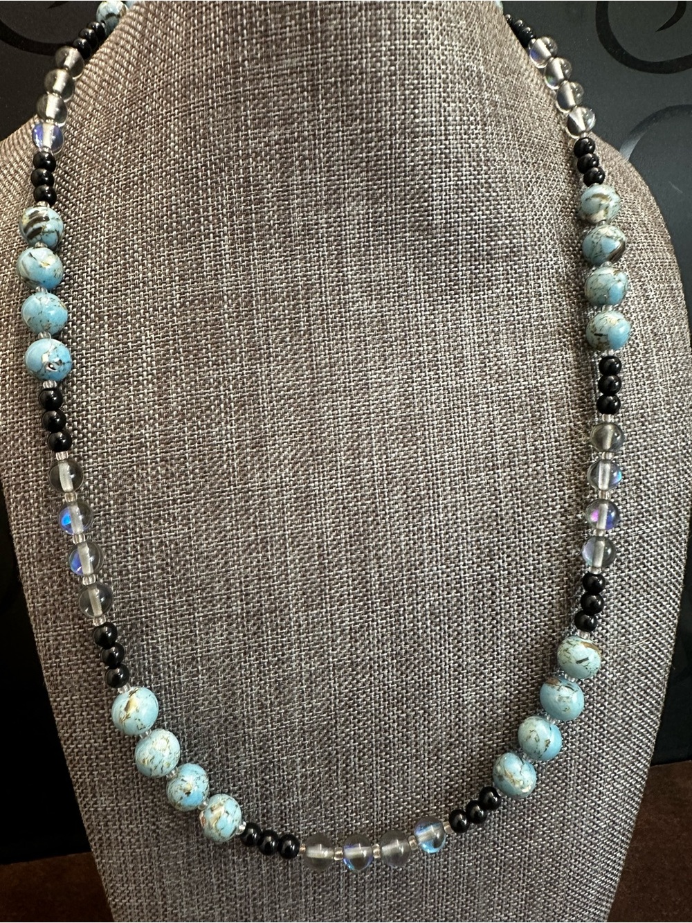 Blue Shell gold silk Howlite beaded necklace for women